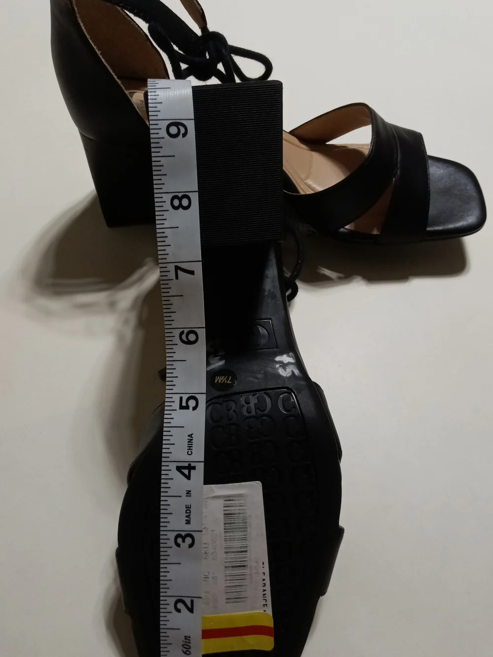 GB Black Leather Strappy Block Heel Sandals Size 7.5